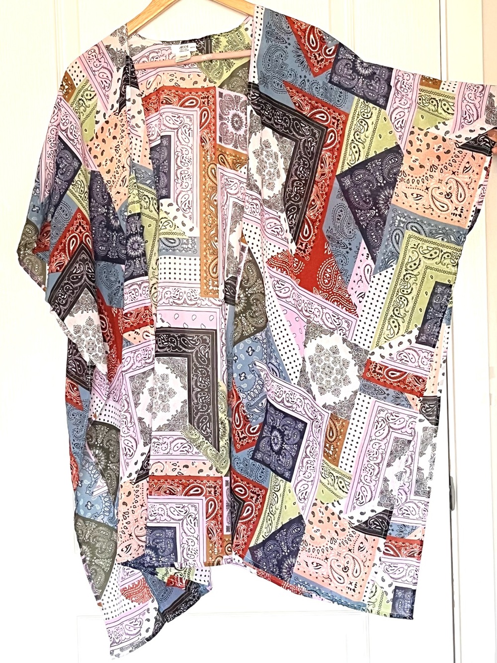 Ardene Patchwork Bandana Print Kimono Cover Up Duster One Size Boho Multicolor